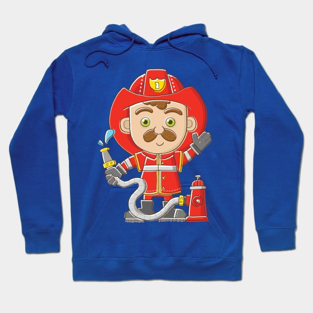 Fun Fireman Cartoon Hoodie by vaughanduck